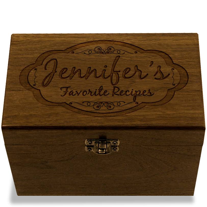 Walnut 4x6 Recipe Card Box N546