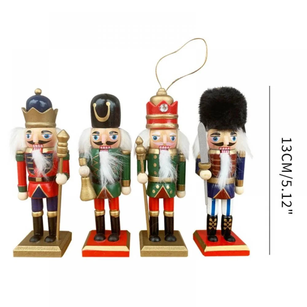 5pcs Wooden Nutcracker Soldier Doll Handcraft Walnut Puppet Toy Home Desktop Decor G894