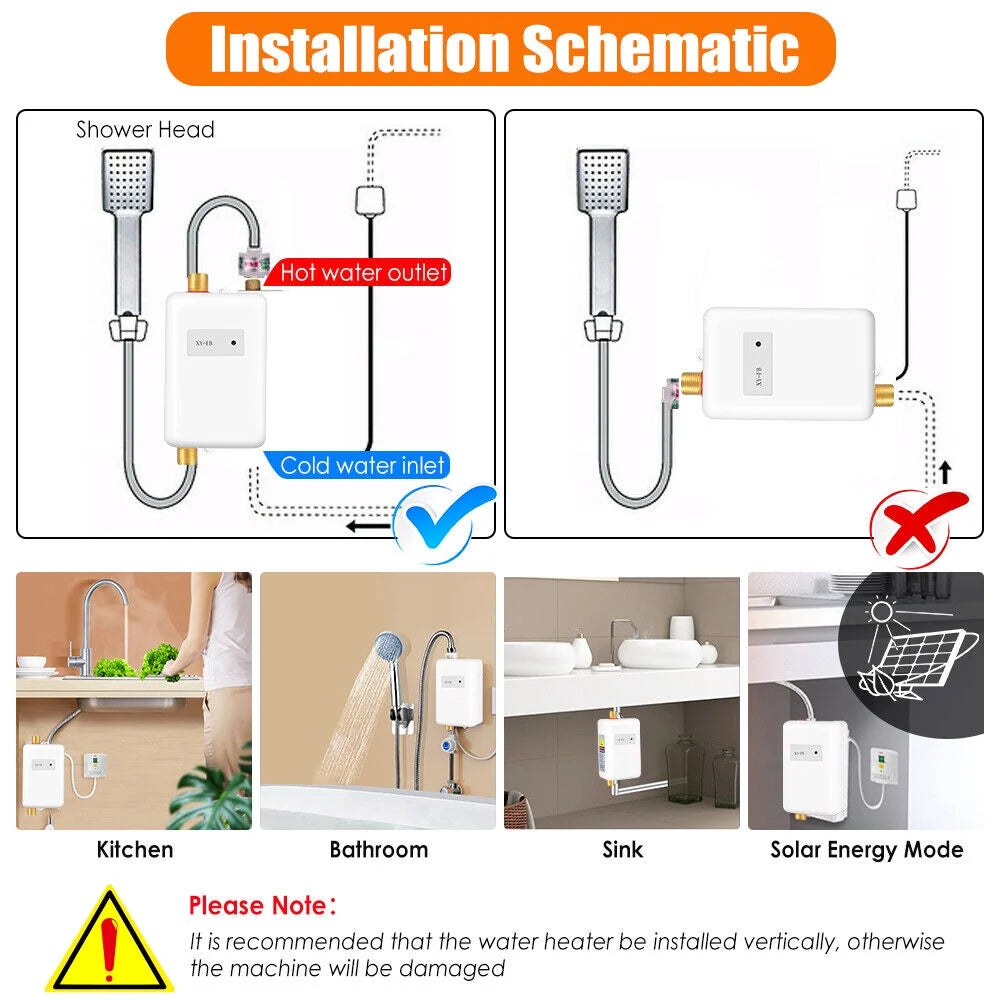 Instant Hot Water Heater Electric Tankless 3000W X473945