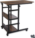 Height Adjustable Rolling Side Table with 2 Shelves N66812