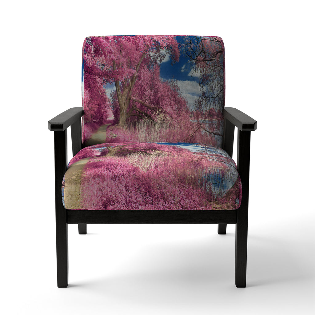 Pink And Purple Fantasy Forest Landscape Upholstered Accent Chair U9105