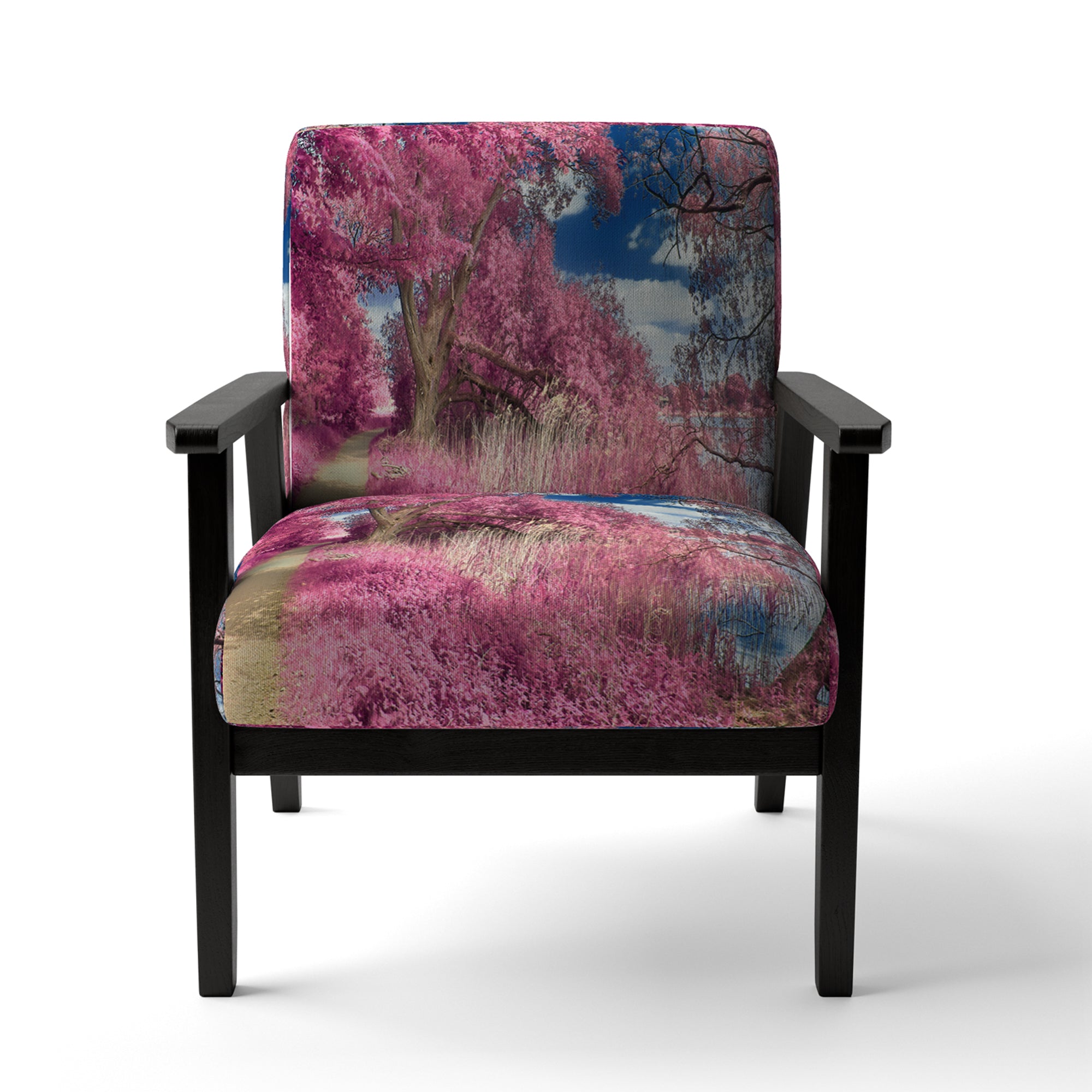 Pink And Purple Fantasy Forest Landscape Upholstered Accent Chair U9105