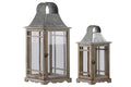 Brown and Gray Wooden Lantern Set of 2 N34205