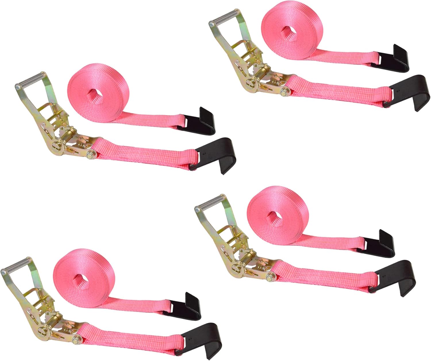 2.5" x 30' Red Ratchet Straps 4 Pack Y846