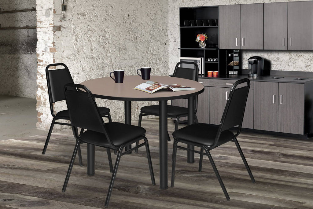 Mocha Walnut/ Black Round Breakroom Table O1819
