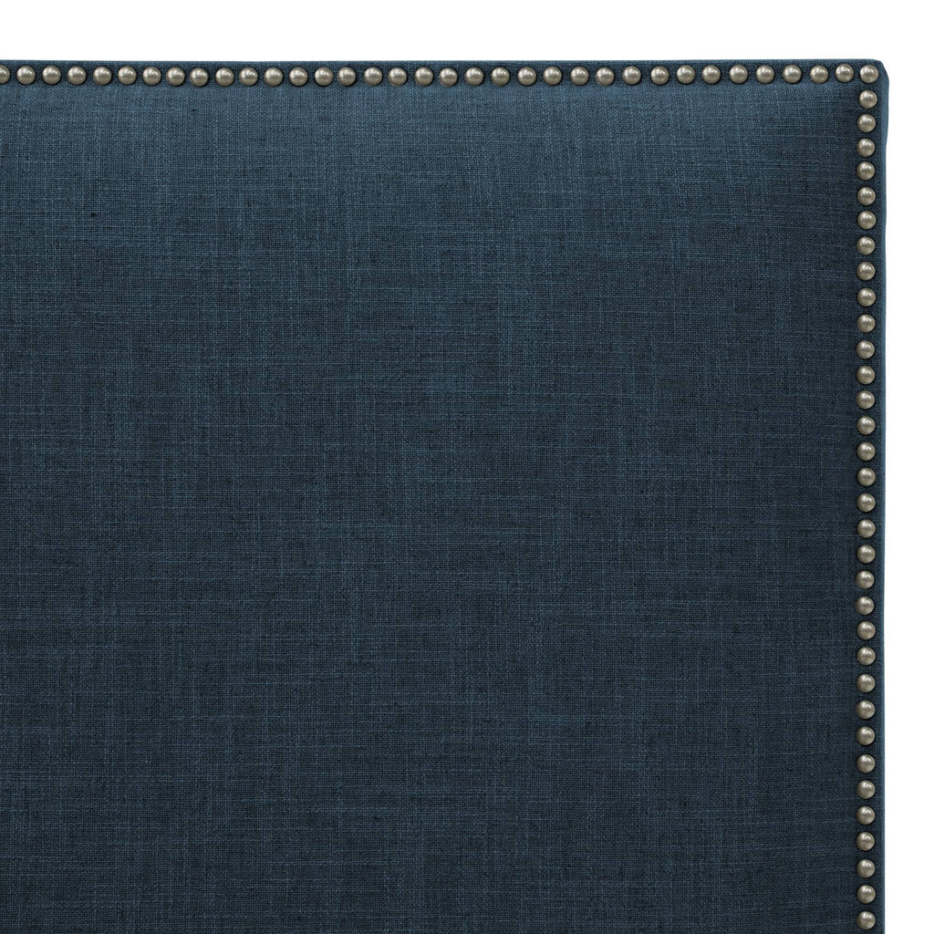 Dark Navy Linen Headboard with Pewter Nailbuttons E494684