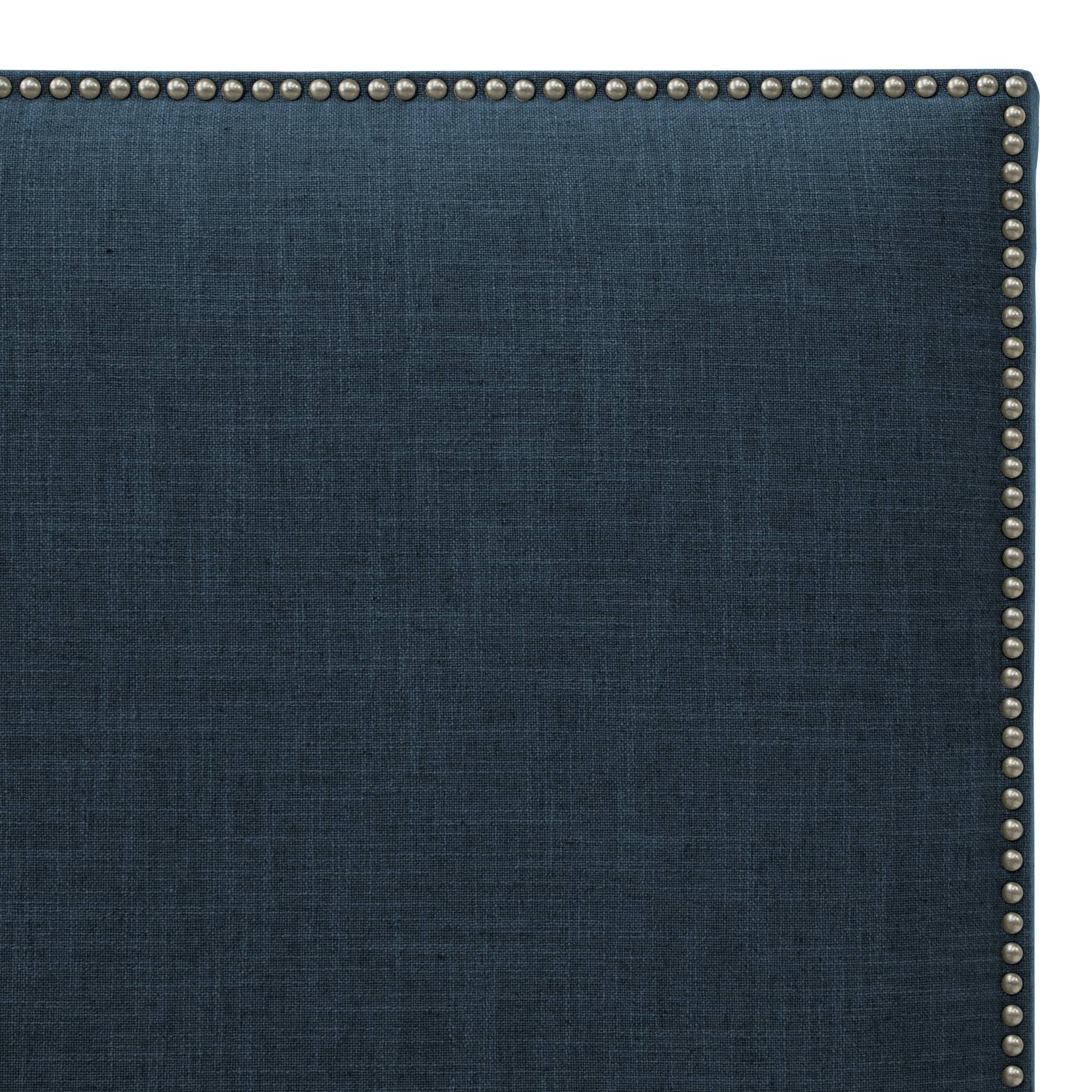 Dark Navy Linen Headboard with Pewter Nailbuttons E494684
