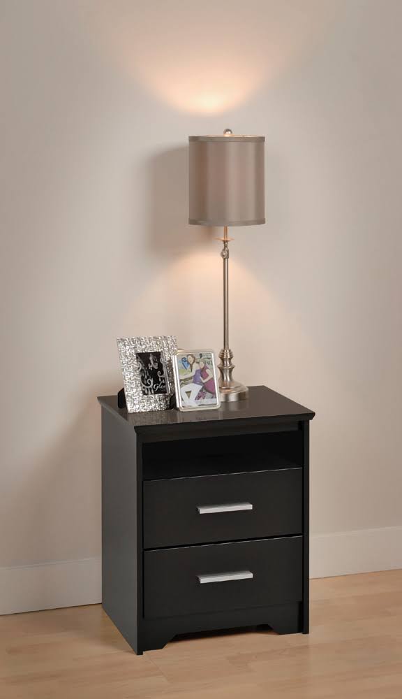 Black 2 Drawer Tall Night Stand A246