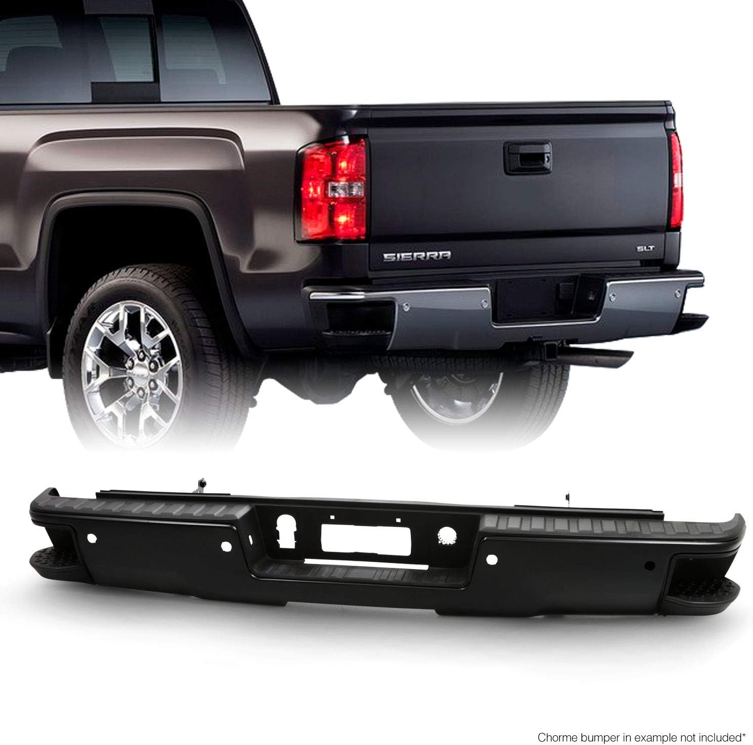 Black Rear Step Bumper with Sensor Holes P893239