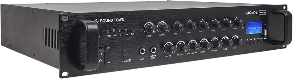 360W 6-Zone 70V/100V Commercial Power Amplifier with Bluetooth, Optical, Phantom Power X72652