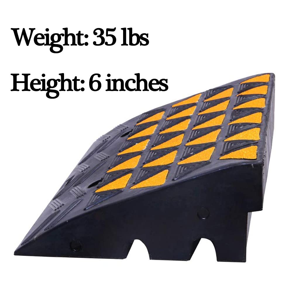 Rubber Curb Ramp 6 inch High 23.6 Wide Heavy Duty Single Ramp M2476
