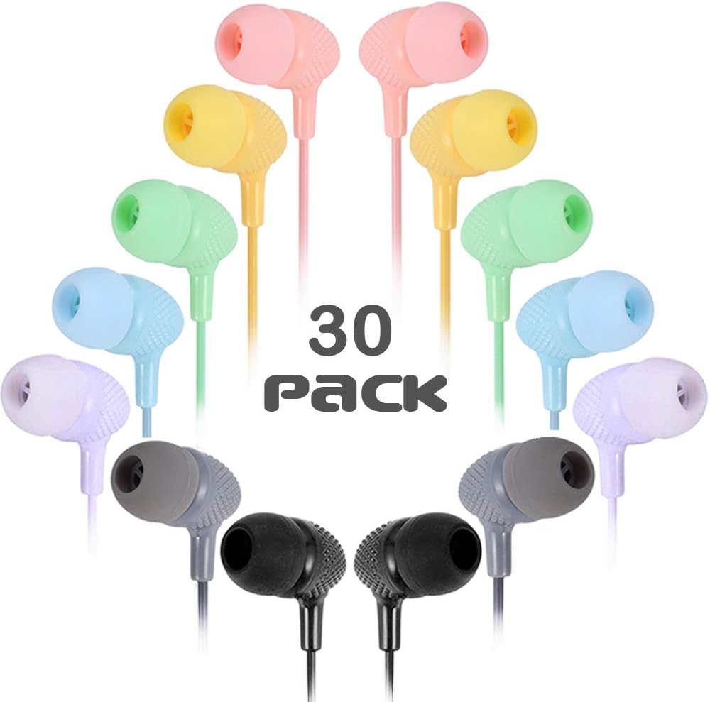 100 Pack Macaron Colors Mixed In-Ear Headphones Y7219