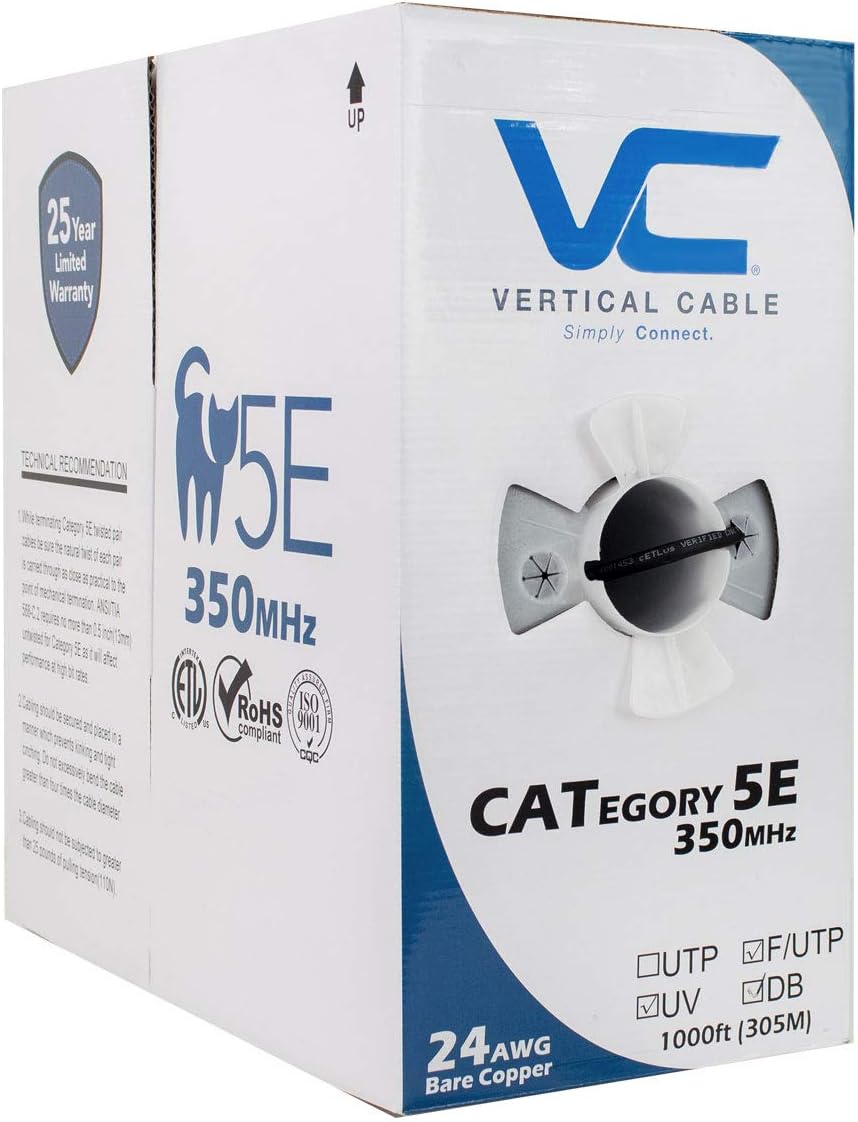 1000ft Black Shielded Bulk Ethernet Cable Z46048