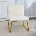 Beige Velvet Wingback Accent Chair with Golden Legs Z6144