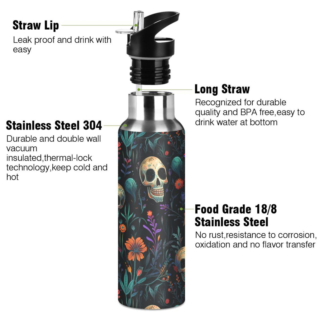 20 oz Insulated Stainless Steel Water Bottle with Straw Lid Q8720
