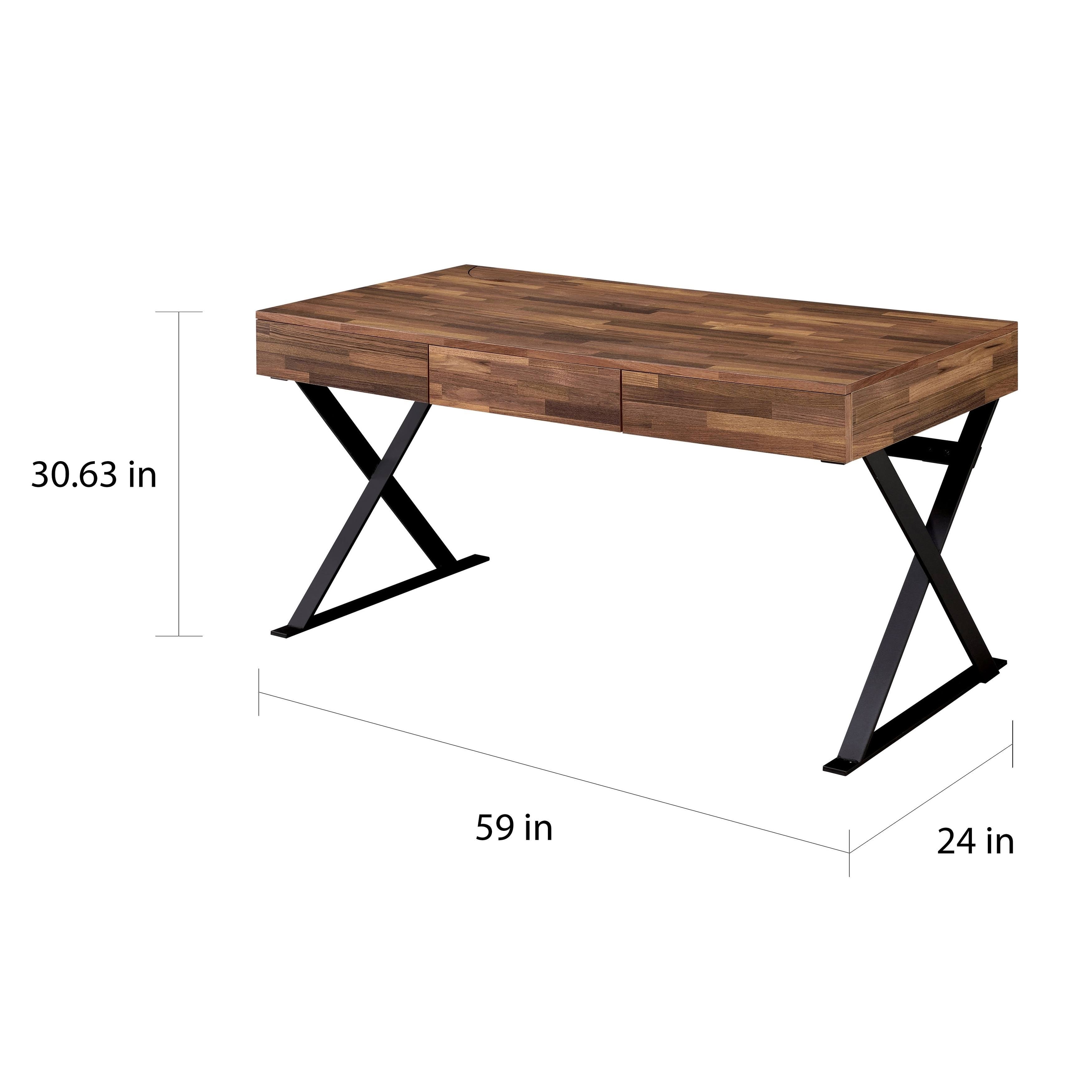 Black Metal 3 Drawer Desk Y15643