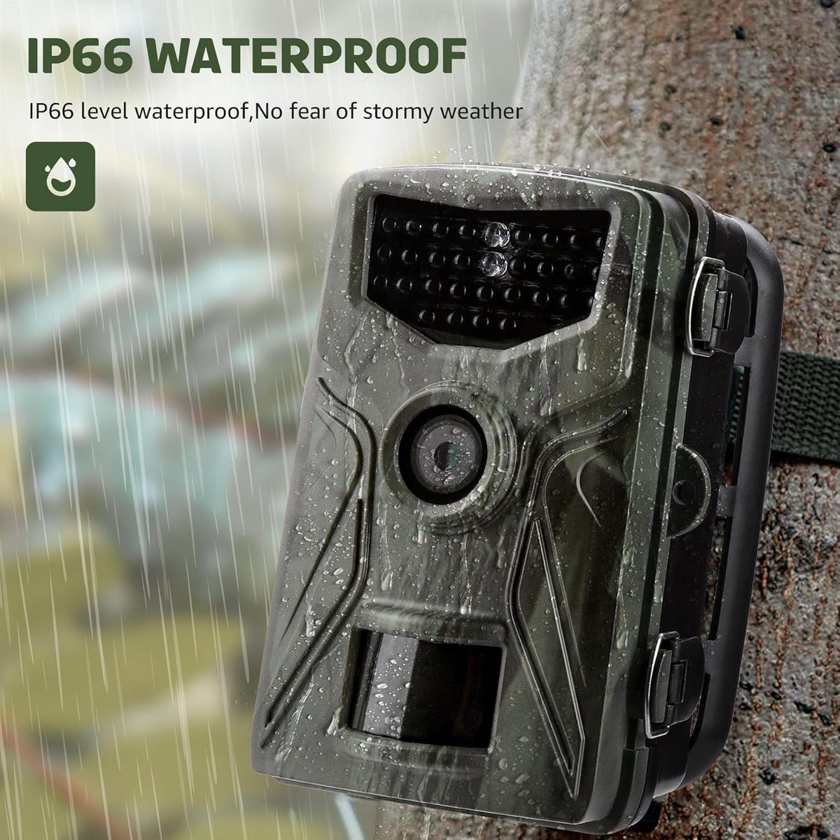 2.7K 24MP Trail Camera 0.2S Trigger 65ft Range No Glow Night Vision IP66 Waterproof 32GB Card Pack of 2 O8259