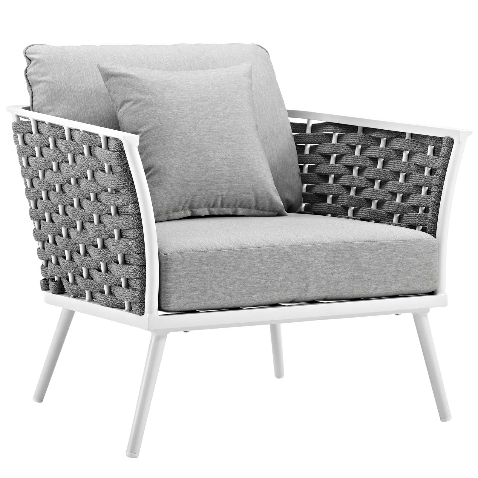 White Gray 3 Piece Outdoor Aluminum Sectional Sofa Set Z367